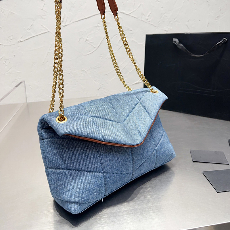 Womens Jumbo V-stitch Quilted Puffer Denim Bags Classic Flap Aged Gold Metal Chain Strap Crossbody Shoulder Large Capacity Outdoor Sacoche Purse 30X19CM, Box
Womens Jumbo V-stitch Quilted Puffer Denim Bags Classic Flap Aged Gold Metal Chain Strap Crossbody Shoulder Large Capacity Outdoor Sacoche Purse 30X19CM, Box