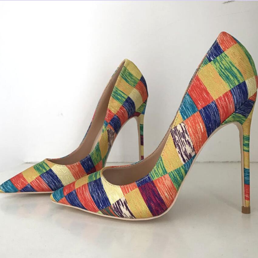 Bright Color Plaid Stripe Canvas High Heels Shoes Fashion Summer Red Bottom Women Pumps Lady Multi Colors Pointy Toe Stiletto Shoes 12cm 10cm 8cm Elegant Single Shoe, Heel 10cm
Bright Color Plaid Stripe Canvas High Heels Shoes Fashion Summer Red Bottom Women Pumps Lady Multi Colors Pointy Toe Stiletto Shoes 12cm 10cm 8cm Elegant Single Shoe, Heel 10cm