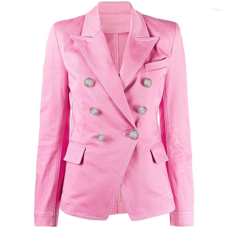 Women' Suits Pink Denim Jackets Blazer Suit Slim Silver Double-Breasted Button Long Sleeve Female Notched Collar Ladies Jacket, Pink blazer
Women' Suits Pink Denim Jackets Blazer Suit Slim Silver Double-Breasted Button Long Sleeve Female Notched Collar Ladies Jacket, Pink blazer