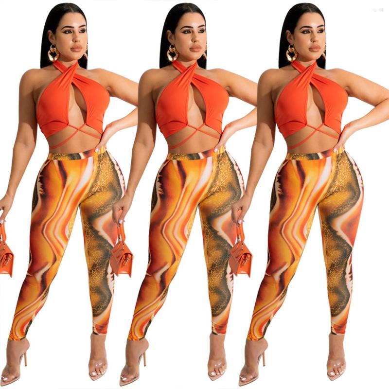 Women' Two Piece Pants Women Sexy Halter Solid Color Top Printed Pencil Two-piece Set Spring 2022, Fe211
Women' Two Piece Pants Women Sexy Halter Solid Color Top Printed Pencil Two-piece Set Spring 2022, Fe211