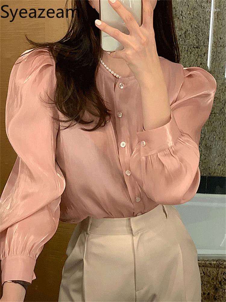 Women' Blouses Syeazeam Simple Versatile Shirt Women' Round Neck Single-breasted Puff Sleeves 2022 Early Spring Solid Color Glossy Top, Pink
Women' Blouses Syeazeam Simple Versatile Shirt Women' Round Neck Single-breasted Puff Sleeves 2022 Early Spring Solid Color Glossy Top, Pink