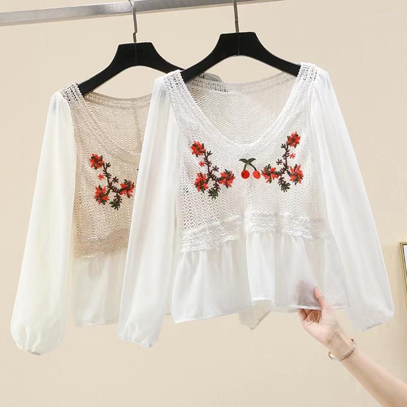 Women's Blouses 2022 Autumn Cherry Feeling Hook Flower Hollow Stitching Long-Sleeved Top Knitted Women Chiffon Shirt V-Neck Korean Version, Picture shown
Women's Blouses 2022 Autumn Cherry Feeling Hook Flower Hollow Stitching Long-Sleeved Top Knitted Women Chiffon Shirt V-Neck Korean Version, Picture shown