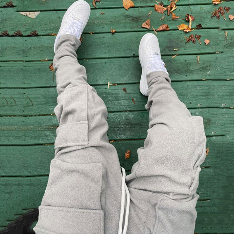 Mens Pants Fall Winter Streetwear Cargo Pockets Sweat Casual Trousers Mens Jogging Sweatpants 221111