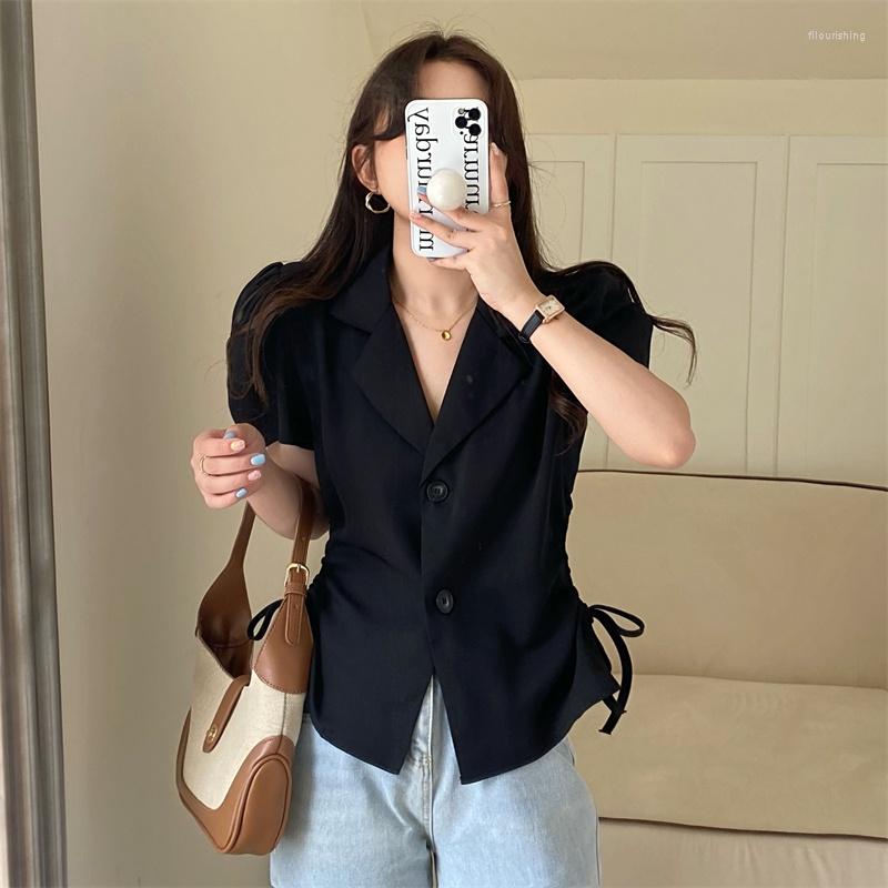 Women's T Shirts Solid Color Drawstring Design All-match Slim Lapel Shirt Top Women, Black
Women's T Shirts Solid Color Drawstring Design All-match Slim Lapel Shirt Top Women, Black
