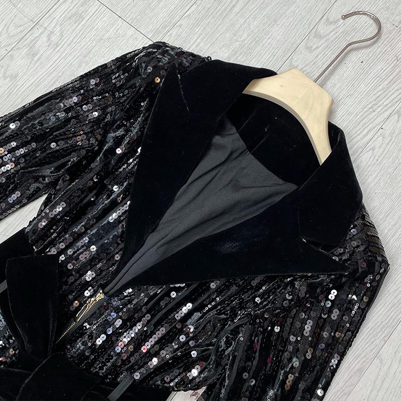 Women' Suits Winter Fashion Fall Sequined Velvet Blazer Women Temperament Lapel Bow Mid-Length Black Suit Female Loose Casual Ol Jacket
Women' Suits Winter Fashion Fall Sequined Velvet Blazer Women Temperament Lapel Bow Mid-Length Black Suit Female Loose Casual Ol Jacket