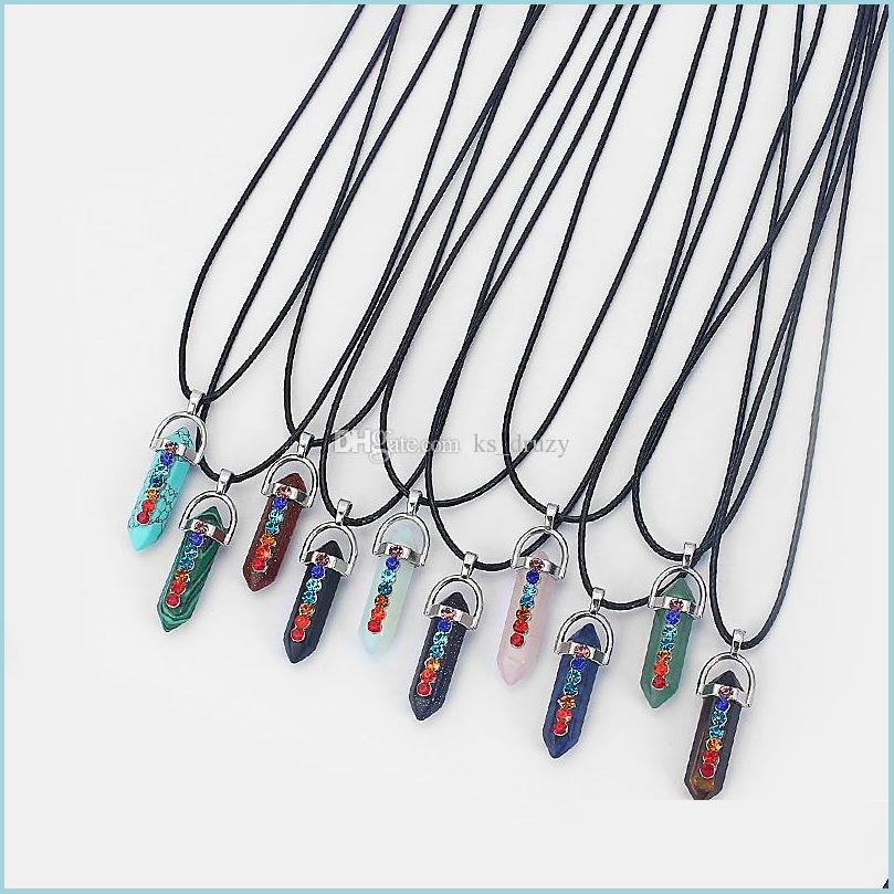 Pendant Necklaces Nature Stone Hexagonal Prism 7 Chakra Beads Pendant Necklace Tiger Eyes/Gold Sand/Obsidian Becklace Gift For Women Dharb
Pendant Necklaces Nature Stone Hexagonal Prism 7 Chakra Beads Pendant Necklace Tiger Eyes/Gold Sand/Obsidian Becklace Gift For Women Dharb