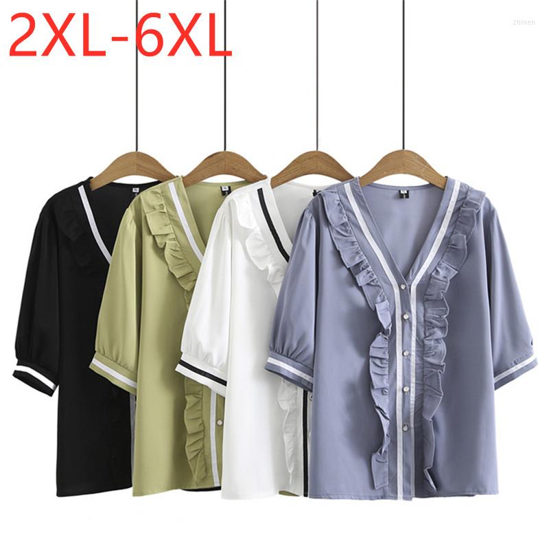 Women's Blouses 2022 Ladies Summer Plus Size Tops For Women Large Short Sleeve Loose Ruffle Blue White V-neck Chiffon Shirt 3XL 5XL 6XL, Green
Women's Blouses 2022 Ladies Summer Plus Size Tops For Women Large Short Sleeve Loose Ruffle Blue White V-neck Chiffon Shirt 3XL 5XL 6XL, Green