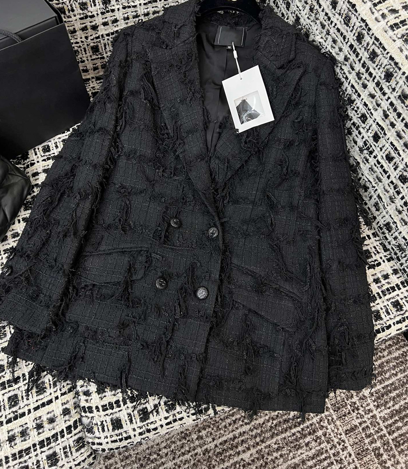 Chan New Women's brand jacket OOTD designer Fashion top-grade autumn winter Tassel logo tweed coat overcoat Leisure Women Spring Coats cardigan Christmas Gift, Black
Chan New Women's brand jacket OOTD designer Fashion top-grade autumn winter Tassel logo tweed coat overcoat Leisure Women Spring Coats cardigan Christmas Gift, Black