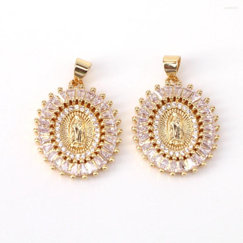 

Pendant Necklaces 5PCS Style Gold Color Oval Shape Virgin Mary Necklace Pendants Charms DIY Jewelry Making Accessories