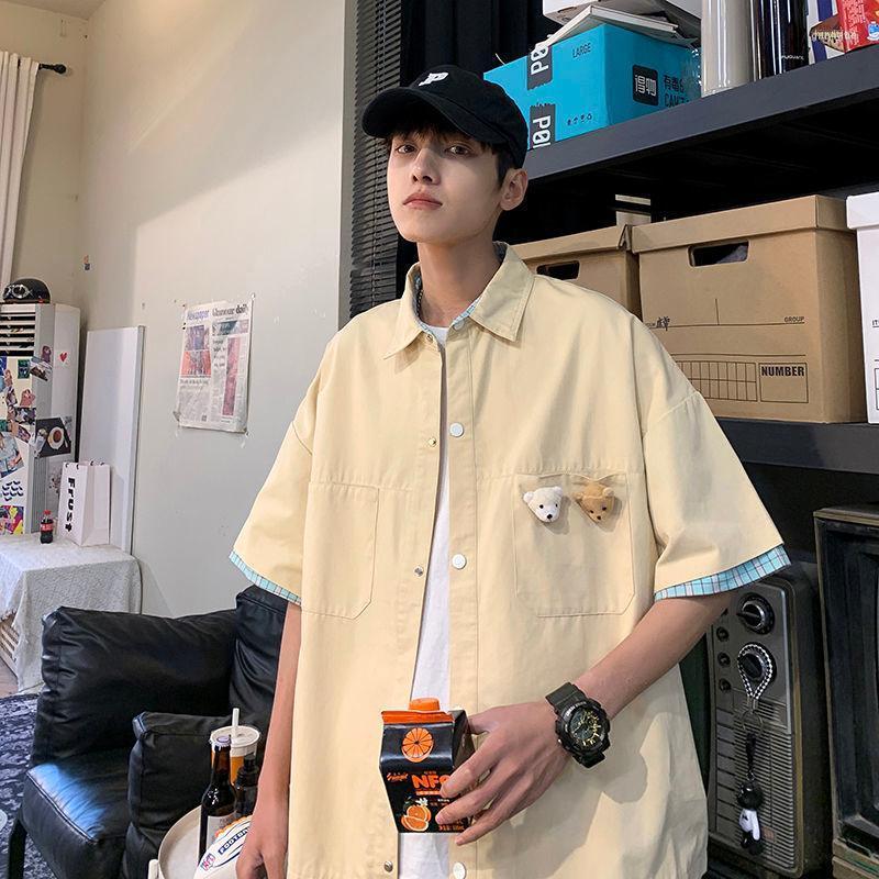 Men's Casual Shirts Men's Summer Men Cartoon Doll Stitching Loose Short-sleeved Tops Trendy Fashion Outerwear Coat Men's Clothes, Black
Men's Casual Shirts Men's Summer Men Cartoon Doll Stitching Loose Short-sleeved Tops Trendy Fashion Outerwear Coat Men's Clothes, Black