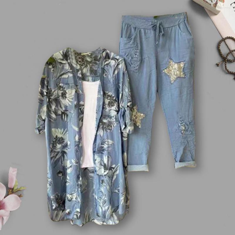 Women' Two Piece Pants 2 Pcs/Set Trendy Women Shirt Set Wide Leg Open Stitch Ninth Fitness Lightweight, Blue
Women' Two Piece Pants 2 Pcs/Set Trendy Women Shirt Set Wide Leg Open Stitch Ninth Fitness Lightweight, Blue