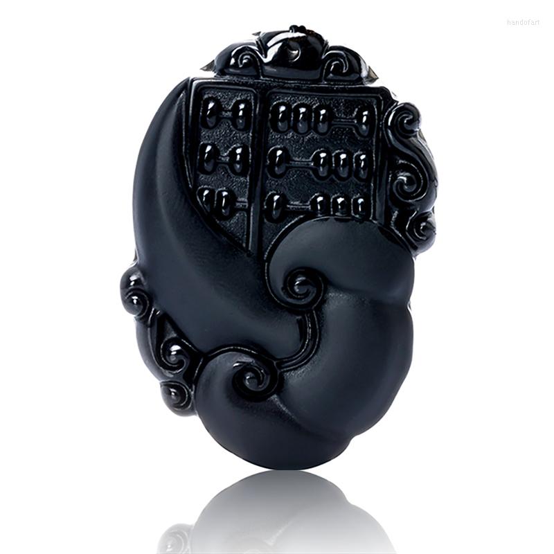Pendant Necklaces Natural Black Obsidian Wishful Thinking Carved Lucky Necklace Ruyi Amulet With Chain Unique Lovers Jewelry Gift
Pendant Necklaces Natural Black Obsidian Wishful Thinking Carved Lucky Necklace Ruyi Amulet With Chain Unique Lovers Jewelry Gift