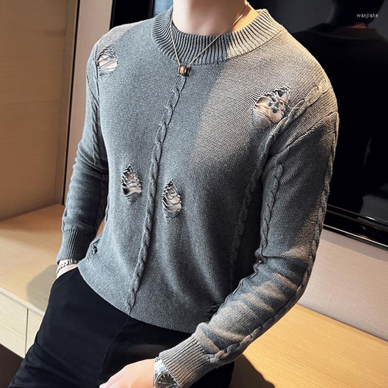 Men's Sweaters Personalized Hole Solid Color Knitted Sweater Men Korean Slim Men's Crew Neck Casual Warm Trend Herren Pullover Winter, Black
Men's Sweaters Personalized Hole Solid Color Knitted Sweater Men Korean Slim Men's Crew Neck Casual Warm Trend Herren Pullover Winter, Black
