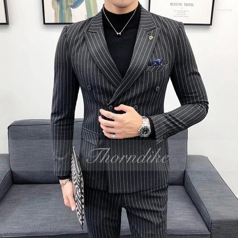 Men's Suits Thorndike Pinstripe Double Breasted Men Suit Set Notched Lapel 2 Pieces Black Striped For Business Work Blazer Pants, Suits19
Men's Suits Thorndike Pinstripe Double Breasted Men Suit Set Notched Lapel 2 Pieces Black Striped For Business Work Blazer Pants, Suits19