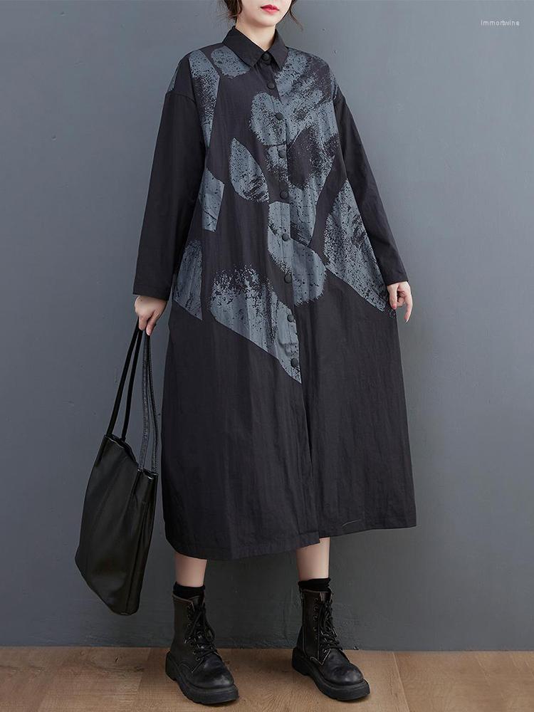 Women's Trench Coats 2022 Autumn Winter Black Vintage Print Oversized Long Coat For Women Clothes Button Casual Loose Fashion Outerwear
Women's Trench Coats 2022 Autumn Winter Black Vintage Print Oversized Long Coat For Women Clothes Button Casual Loose Fashion Outerwear