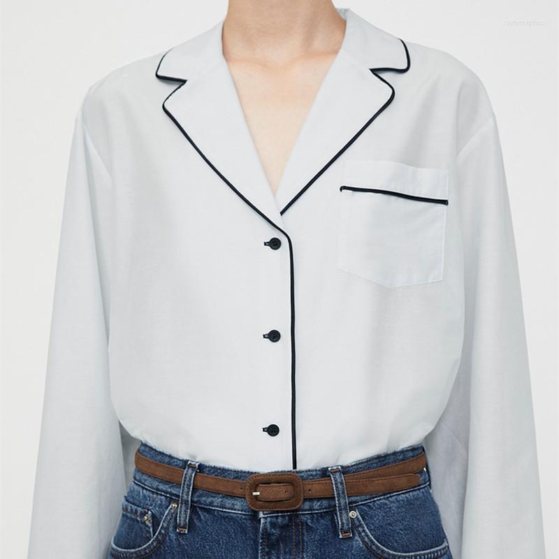 Women's Blouses Women Pajama-style Shirt Silk And Cotton-blend Single Breasted Long Sleeve Loose Blouse With One Pocket Notched Top, Light blue
Women's Blouses Women Pajama-style Shirt Silk And Cotton-blend Single Breasted Long Sleeve Loose Blouse With One Pocket Notched Top, Light blue