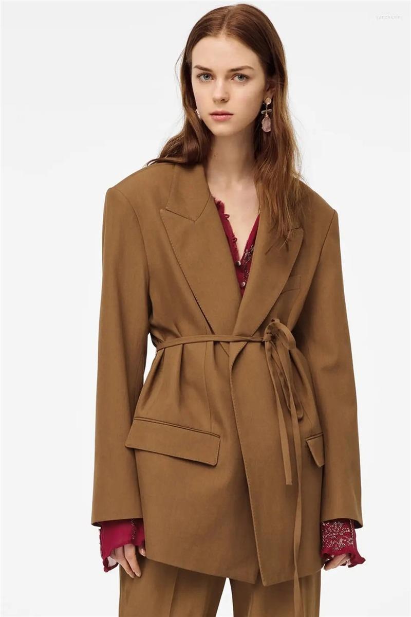 Women' Suits Simple High Waist Office Blazer Suit With Bandage Women Solid Colors Lace Up Loose Casual Winter Fashion Clothing, Camel
Women' Suits Simple High Waist Office Blazer Suit With Bandage Women Solid Colors Lace Up Loose Casual Winter Fashion Clothing, Camel