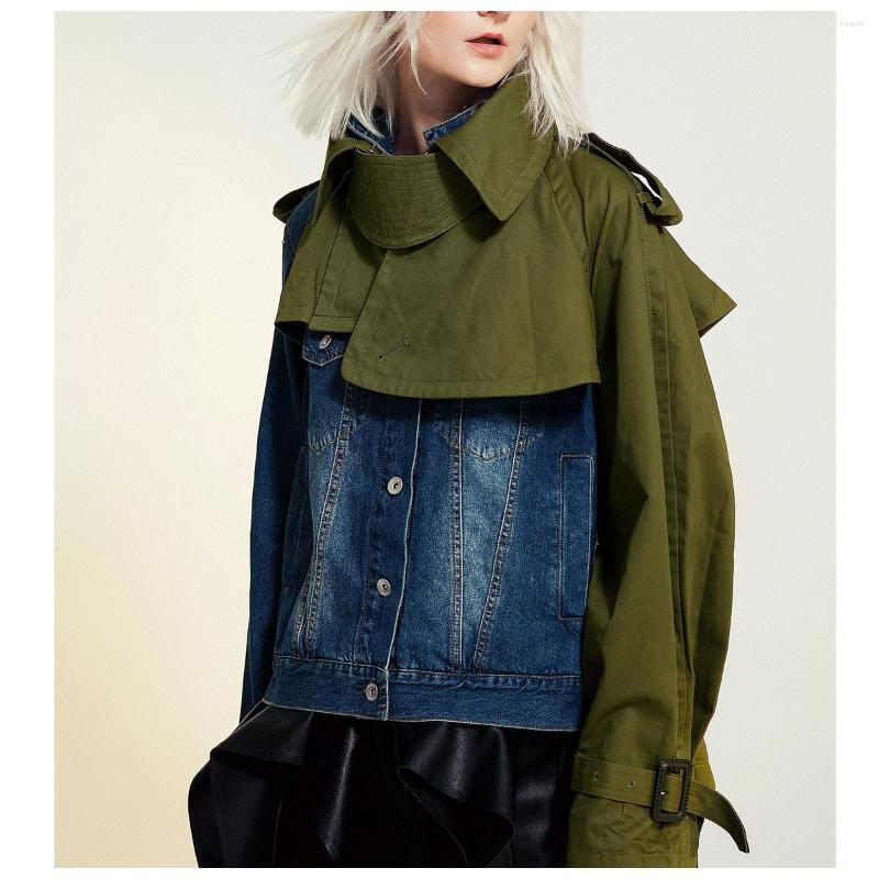 Women' Trench Coats Harajuku Style Women' Denim Jacket Cowboy Black/green Patchwork Short Fashion Streetwear Biker Jackets Casaco, Khaki
Women' Trench Coats Harajuku Style Women' Denim Jacket Cowboy Black/green Patchwork Short Fashion Streetwear Biker Jackets Casaco, Khaki
