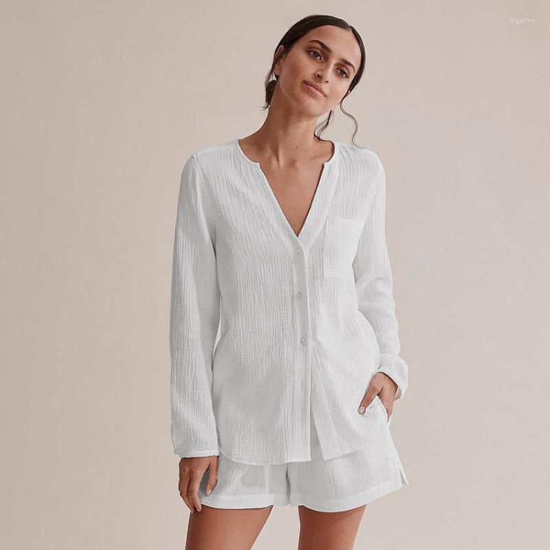 Women' Tracksuits Atansue Summer White Set Long Sleeved Shirt Double-Layer Cotton Shorts, Blue
Women' Tracksuits Atansue Summer White Set Long Sleeved Shirt Double-Layer Cotton Shorts, Blue