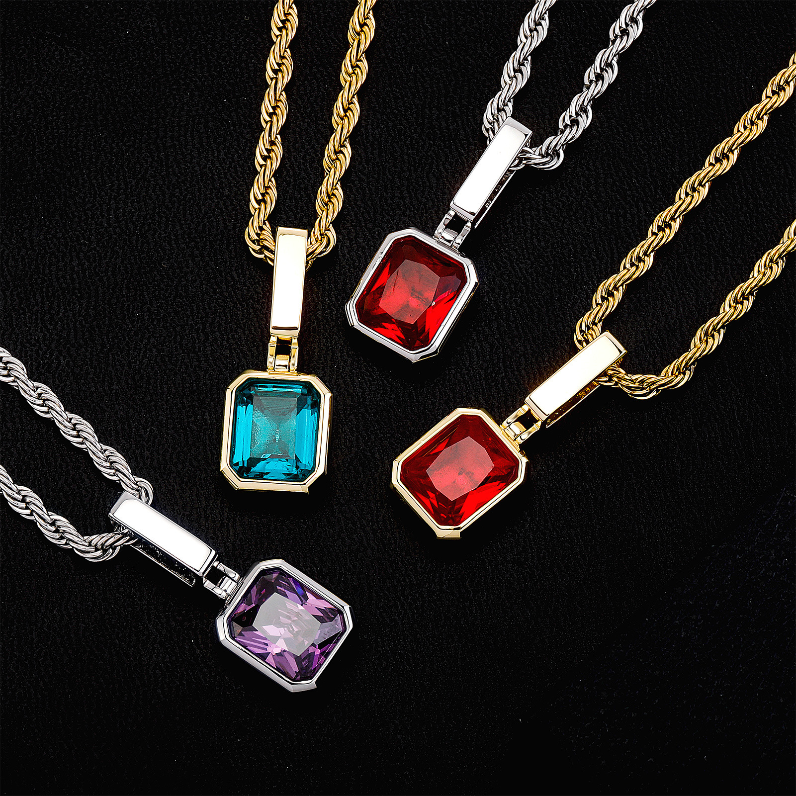Hip Hop Iced Out Ruby Necklace Pendant for Women Men Bling CZ Diamond with Rope Chain
Hip Hop Iced Out Ruby Necklace Pendant for Women Men Bling CZ Diamond with Rope Chain