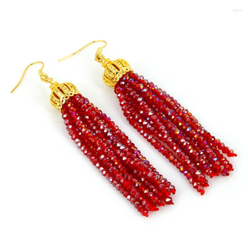 Dangle Earrings Luxury Red Green Blue White Crystal Beads Long Tassel Gold Color Cubic Zirconia Crown Cap For Women
Dangle Earrings Luxury Red Green Blue White Crystal Beads Long Tassel Gold Color Cubic Zirconia Crown Cap For Women