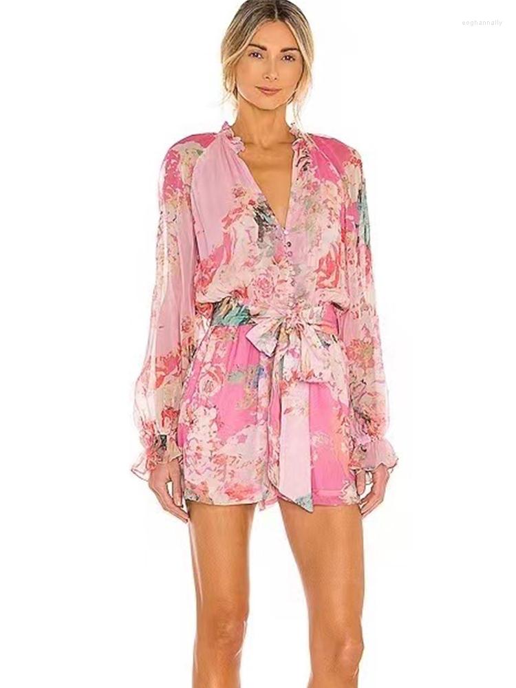 Women' Tracksuits Summer Fashion Wood Ear V-neck Long-sleeved Printed Beach Holiday Chiffon Wide-leg One-piece Shorts Women' Jumpsuit, Green
Women' Tracksuits Summer Fashion Wood Ear V-neck Long-sleeved Printed Beach Holiday Chiffon Wide-leg One-piece Shorts Women' Jumpsuit, Green