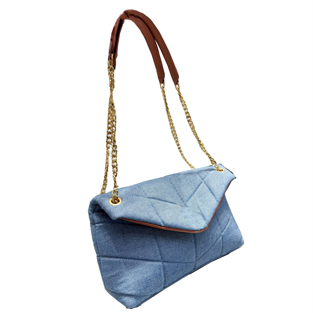 Women's shoulder bag Super popular denim retro style designer chain bag practical and versatile, Blue
Women's shoulder bag Super popular denim retro style designer chain bag practical and versatile, Blue