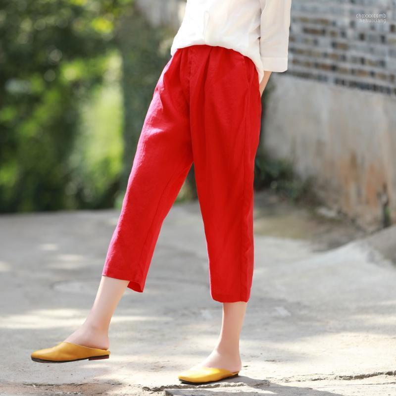 Women's Pants Women's & Capris Women Summer Elastic Waist Loose Linen Ladies Calf Length Female Red Casual Vintage Trousers 2022
Women's Pants Women's & Capris Women Summer Elastic Waist Loose Linen Ladies Calf Length Female Red Casual Vintage Trousers 2022