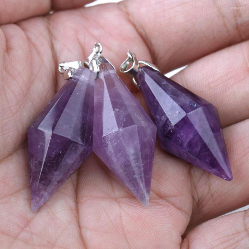 Pendant Necklaces TUMBEELLUWA Natural Stone Multifaceted Symmetry Cone Necklace Healing Crystal Pendulum Sliver Color Reiki Unisex Jewelry
Pendant Necklaces TUMBEELLUWA Natural Stone Multifaceted Symmetry Cone Necklace Healing Crystal Pendulum Sliver Color Reiki Unisex Jewelry