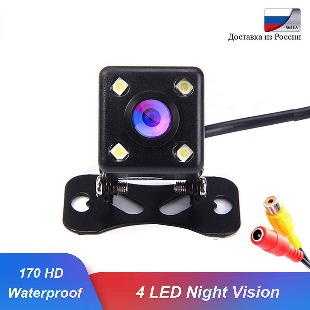 Auto Rear View Camera Universal 4 LED Night Vision Backup Parking Reverse Car Camera Waterproof 170 Wide Angle HD Color Image