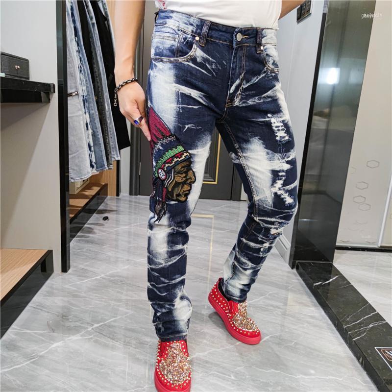 Men's Jeans Men's European Trend Slim Embroidery Beggars Pants Men Jean Pant Erkek Kot Pantolon Fashion Patch Small Straight, Indigo
Men's Jeans Men's European Trend Slim Embroidery Beggars Pants Men Jean Pant Erkek Kot Pantolon Fashion Patch Small Straight, Indigo