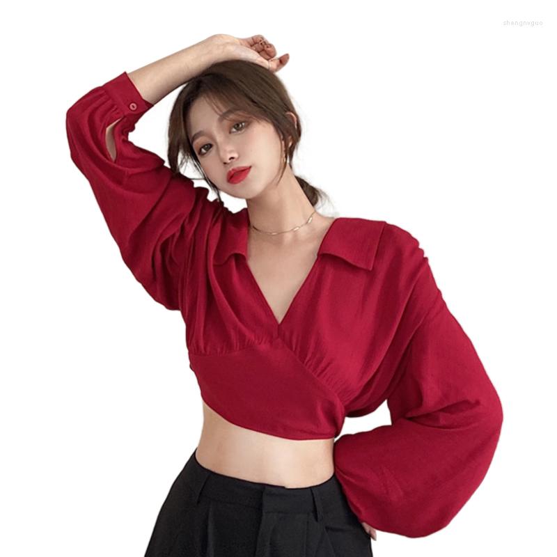 Women's Blouses Women Shirts Long Sleeves Blouse V Neck Slim Sexy Fashion Retro Expose Navel Spring Autumn Women's, Red
Women's Blouses Women Shirts Long Sleeves Blouse V Neck Slim Sexy Fashion Retro Expose Navel Spring Autumn Women's, Red