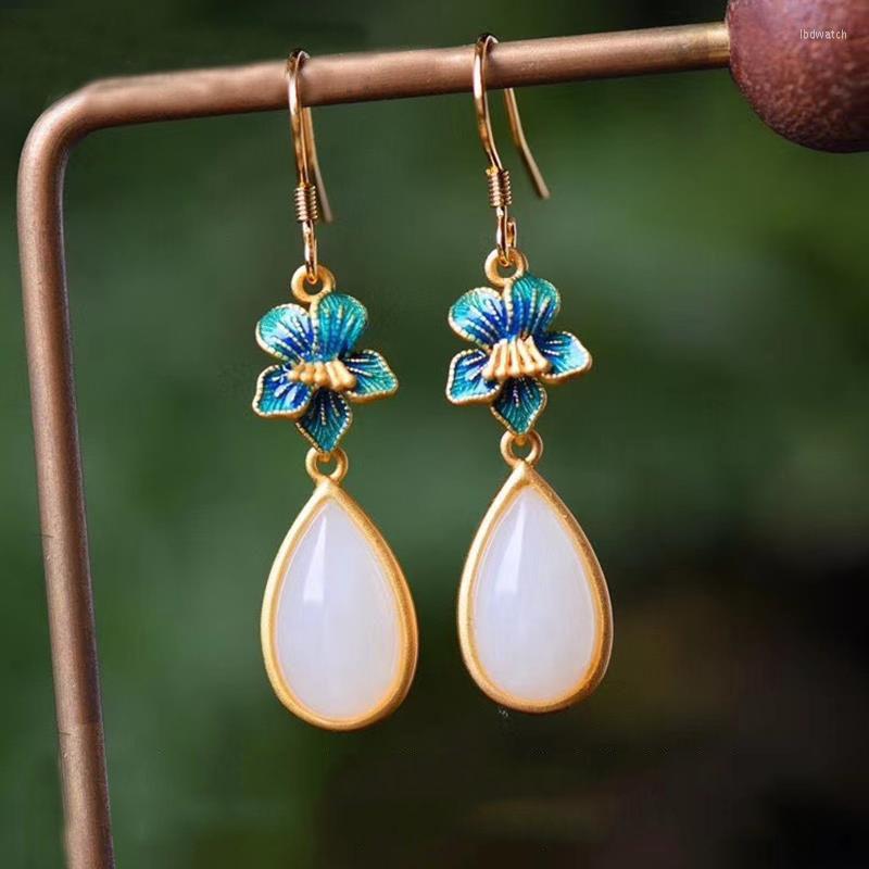 Dangle Earrings Antique Eardrops Super Fairy Court Style Long Fringe Women's Sterling Silver Retro Ethnic Hetian Jade Blue Earrin
Dangle Earrings Antique Eardrops Super Fairy Court Style Long Fringe Women's Sterling Silver Retro Ethnic Hetian Jade Blue Earrin