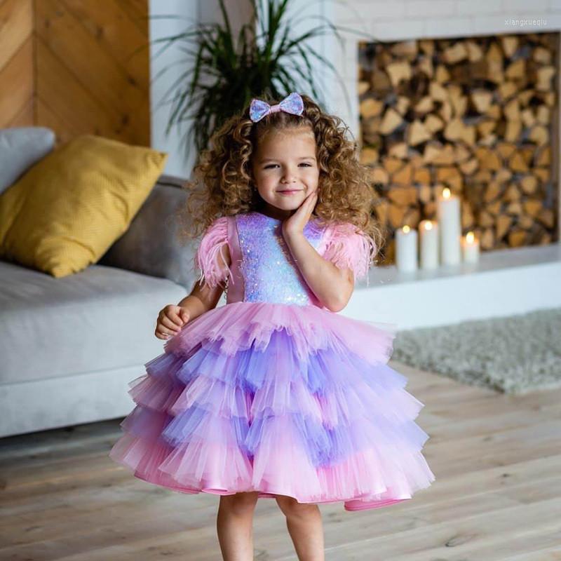 Girl Dresses Sparkly Sequined Top Girls For Birthday Party O Neck Layered Skirt Princess Flower Dress Kids Pageant Prom Gown, Pink 
Girl Dresses Sparkly Sequined Top Girls For Birthday Party O Neck Layered Skirt Princess Flower Dress Kids Pageant Prom Gown, Pink