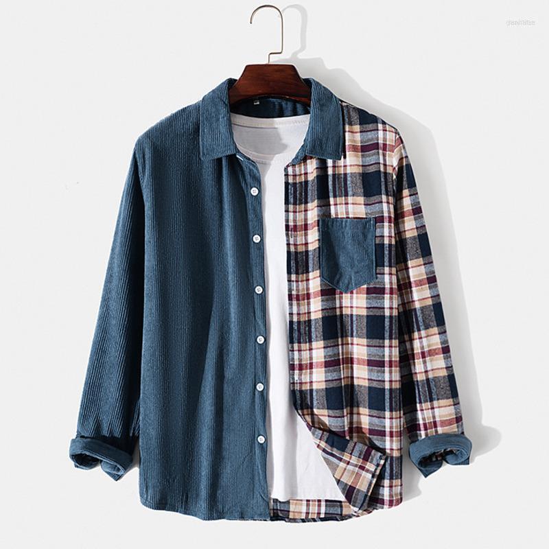 Men' Casual Shirts Men' Fashion Men' Patchwork Plaid Blue Corduroy Checked Blouse Top Shirt Jacket MenMen
Men' Casual Shirts Men' Fashion Men' Patchwork Plaid Blue Corduroy Checked Blouse Top Shirt Jacket MenMen