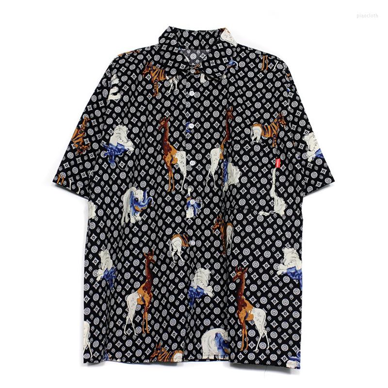 Women's Blouses Summer Shirt Women Vintage Man Loose Short Sleeve Blouse Plus Size Cartoon Animal Print Streetwear, Black 
Women's Blouses Summer Shirt Women Vintage Man Loose Short Sleeve Blouse Plus Size Cartoon Animal Print Streetwear, Black