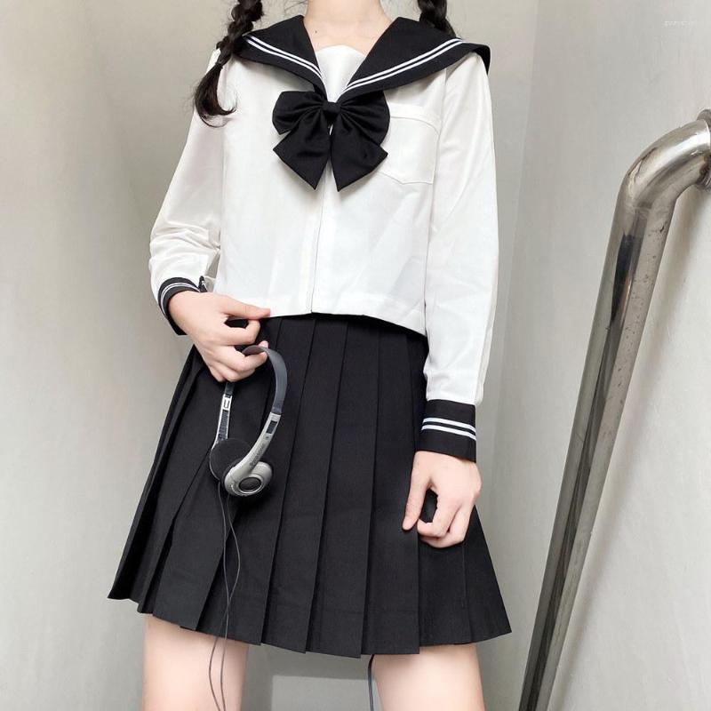 Clothing Sets Japanese Black Sailor Suit Girls Cartoon School Uniform Costume Pleated Skirt JK, Long sleeve set b
Clothing Sets Japanese Black Sailor Suit Girls Cartoon School Uniform Costume Pleated Skirt JK, Long sleeve set b