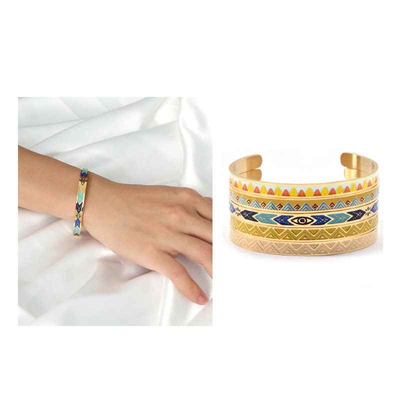 Bohemian Style Enamel Bangle Bracelet Jewelry for Women Gift