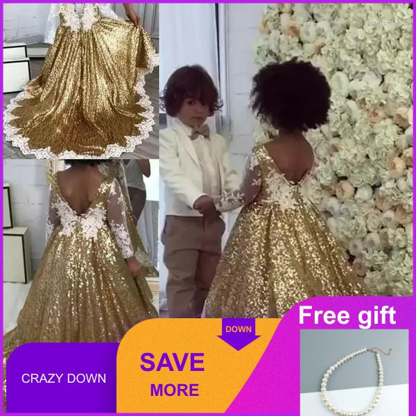 Girl Dresses Gold Sequins Flower Girls For Weddings White Appliques Illusion Long Sleeves Bling Asymmetric Pageant, Orange
Girl Dresses Gold Sequins Flower Girls For Weddings White Appliques Illusion Long Sleeves Bling Asymmetric Pageant, Orange