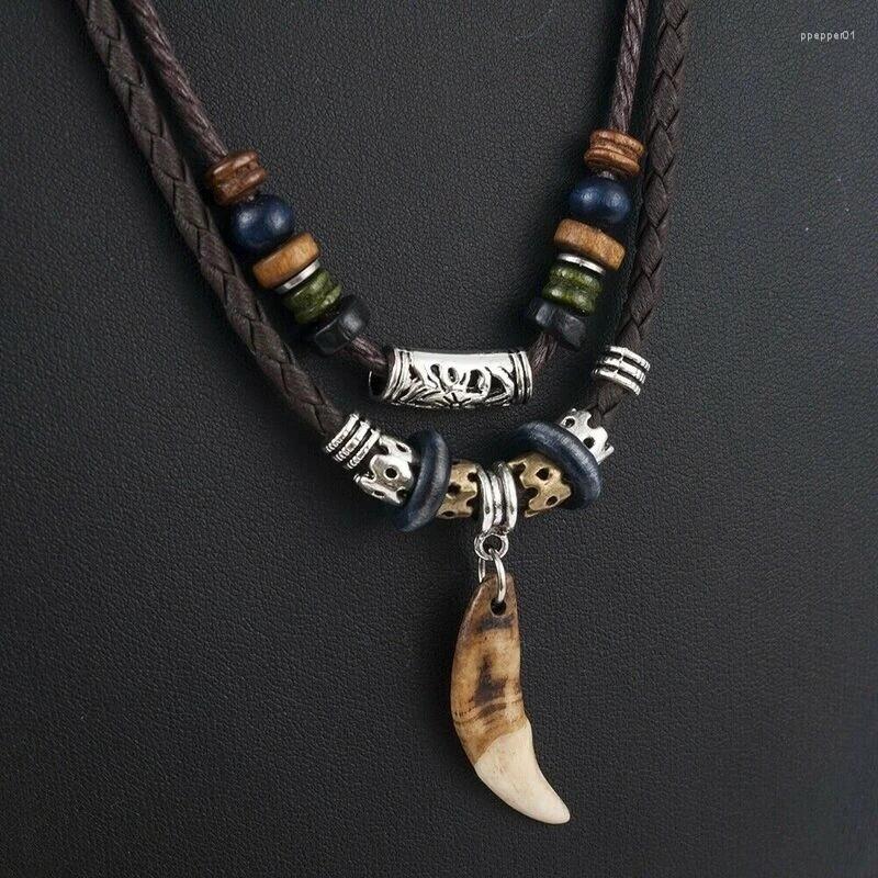 Pendant Necklaces Ethnic Dog Tooth Necklace Double Layers Beaded Charm Leather Tribal For Women Men Jewelry Gift
Pendant Necklaces Ethnic Dog Tooth Necklace Double Layers Beaded Charm Leather Tribal For Women Men Jewelry Gift