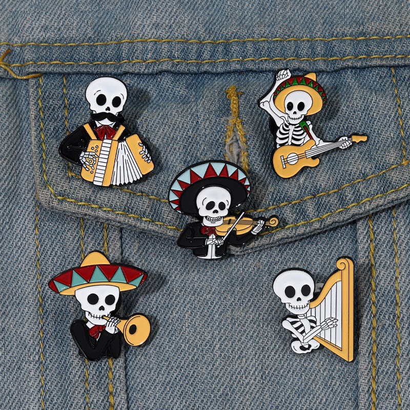 Mexican Concert Enamel Pins Custom Accordion Violin Harp Brooches Lapel Badges Gothic Performers Jewelry Gift for Friends, Color #1
Mexican Concert Enamel Pins Custom Accordion Violin Harp Brooches Lapel Badges Gothic Performers Jewelry Gift for Friends, Color #1