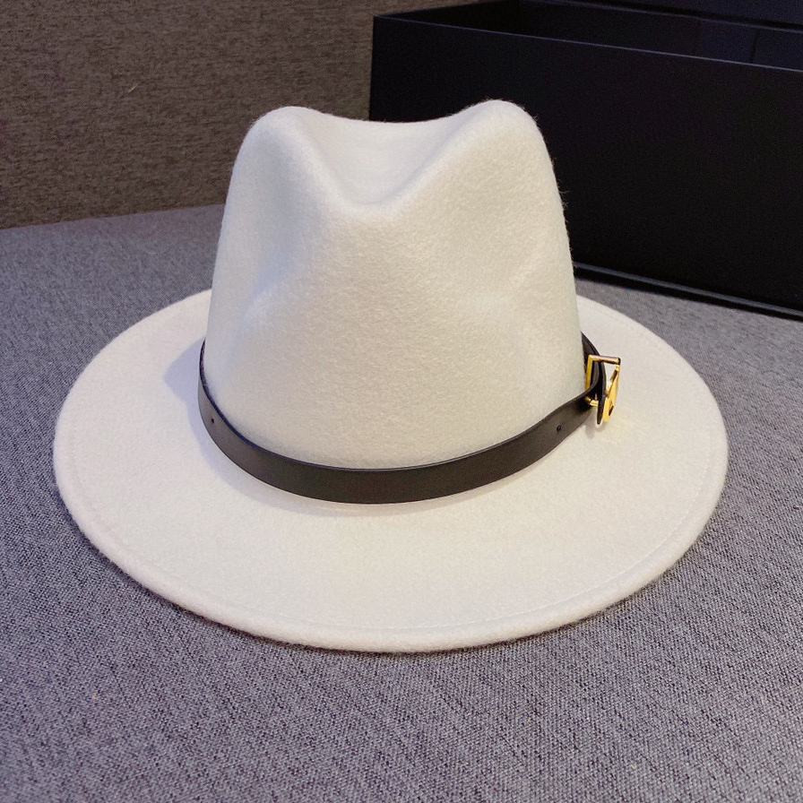 Fedora Style Formal Hat 100% Wool Felt Hats Cap White Adjustable Band Cap Wide Brim Hats, Khaki