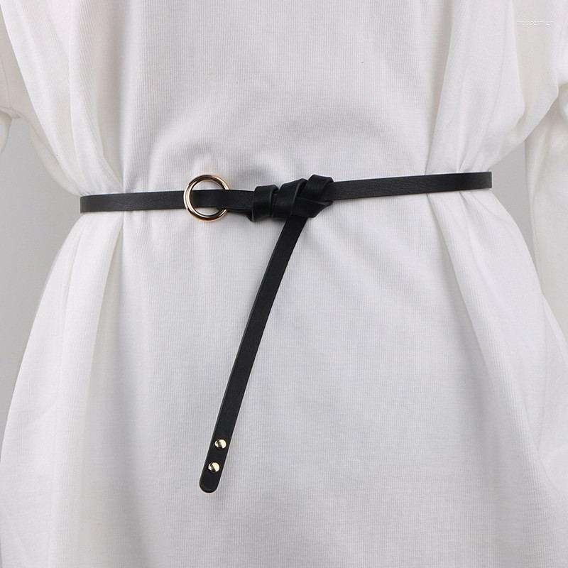 Belts No Hole Knot Female Belt Circular Buckle Alloy Gold Genuine Leather Soft Decorate Thin Strap Women Cow Knotted Waistbands, Black
Belts No Hole Knot Female Belt Circular Buckle Alloy Gold Genuine Leather Soft Decorate Thin Strap Women Cow Knotted Waistbands, Black