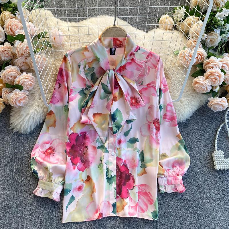 Women' T Shirts 2022 Spring Fashion Design Women' Lantern Long Sleeve Lacing Bow Collar Chiffon Pink Flower Print Blouse Shirt Tops
Women' T Shirts 2022 Spring Fashion Design Women' Lantern Long Sleeve Lacing Bow Collar Chiffon Pink Flower Print Blouse Shirt Tops