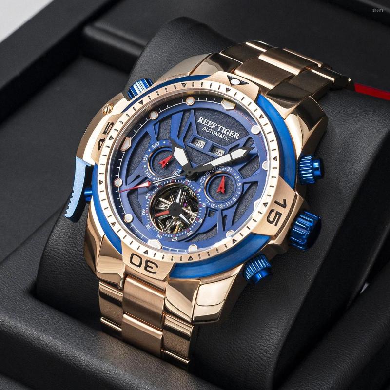 Wristwatches Reef Tiger/RT Rose Gold Sport Men Mechanical Watch Sapphire Glass Waterproof Calendar Tourbillon Automatic Watches, Rga3532-yly
Wristwatches Reef Tiger/RT Rose Gold Sport Men Mechanical Watch Sapphire Glass Waterproof Calendar Tourbillon Automatic Watches, Rga3532-yly