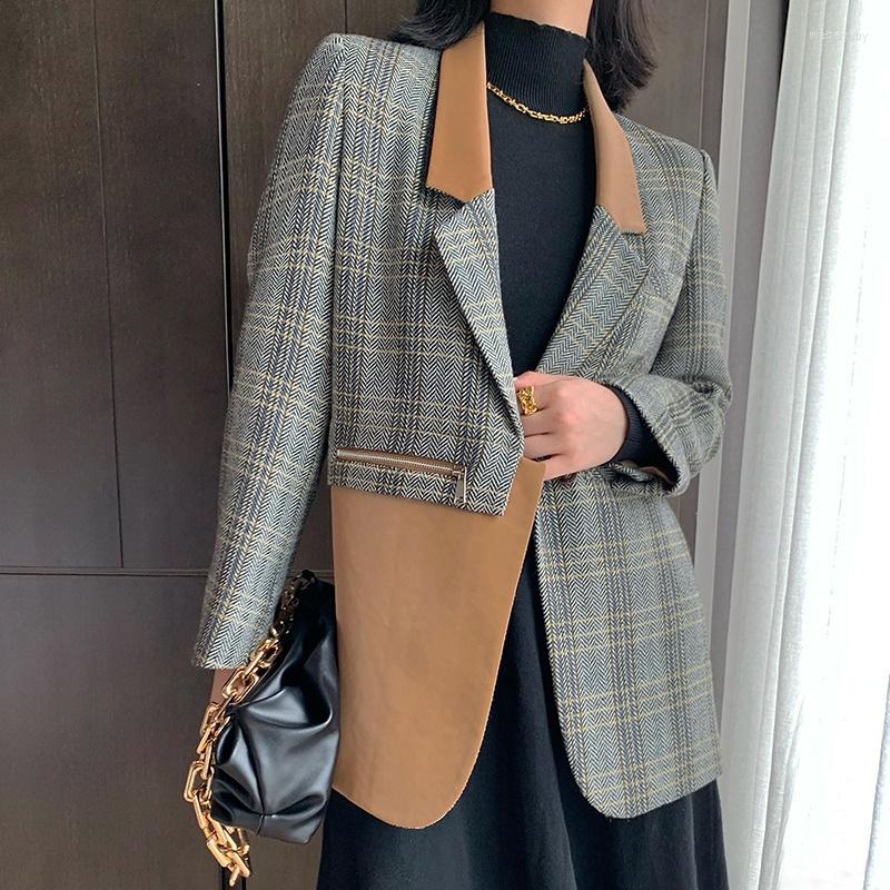Women' Suits Suit Vintage French Woolen Jacket Winter Contrast Patchwork Plaid Blazer Jackets Femenino Lady Casual Coats Outwear, Brown
Women' Suits Suit Vintage French Woolen Jacket Winter Contrast Patchwork Plaid Blazer Jackets Femenino Lady Casual Coats Outwear, Brown
