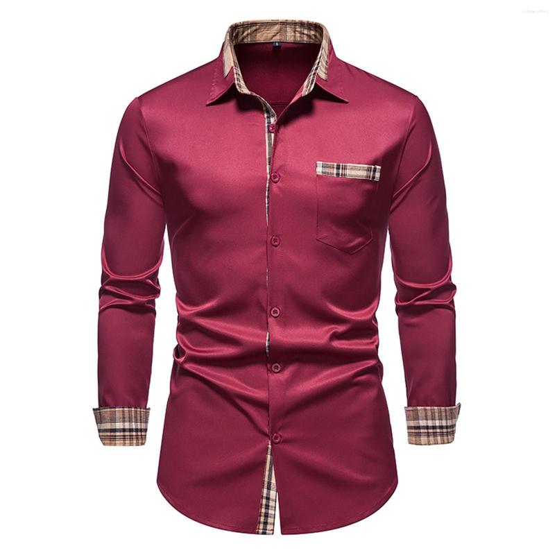 Men' Casual Shirts Men' Autumn And Winter Plaid Stitching Long-sleeved Lapel Shirt, Wine
Men' Casual Shirts Men' Autumn And Winter Plaid Stitching Long-sleeved Lapel Shirt, Wine
