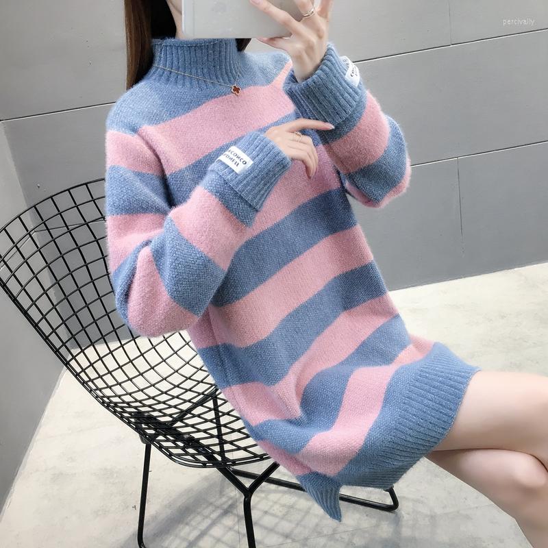 Women's Sweaters Imitation Water Velvet Turtleneck Sweater Women Knitted Pullover Fashion Striped Mid-Long Jumper Warm Female Tops, Blue white
Women's Sweaters Imitation Water Velvet Turtleneck Sweater Women Knitted Pullover Fashion Striped Mid-Long Jumper Warm Female Tops, Blue white