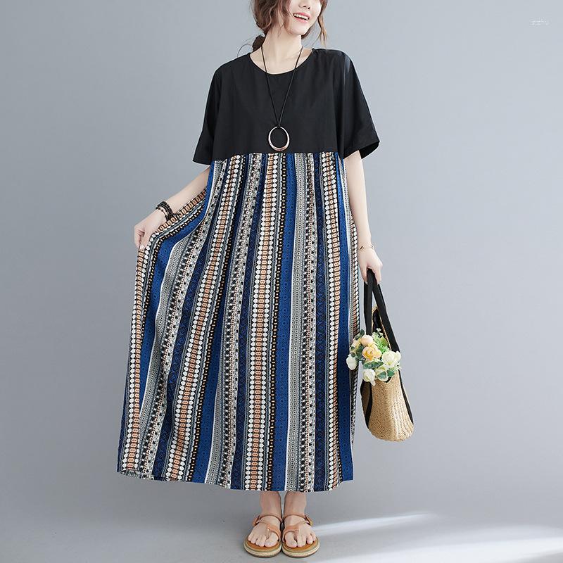 Casual Dresses Dress Large Size Loose Stitching Cotton Linen Print Short Sleeve Women's Clothing, Picture shown
Casual Dresses Dress Large Size Loose Stitching Cotton Linen Print Short Sleeve Women's Clothing, Picture shown