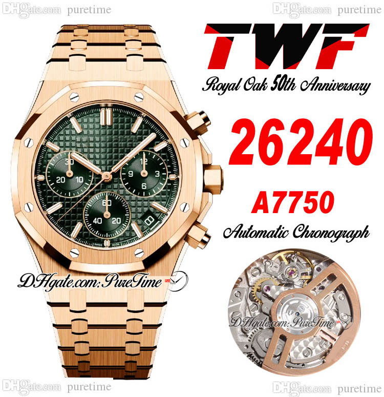 50Th Anniversary A7750 Automatic Chronograph Mens Watch 2624 ETA 41mm Rose Gold Blue Textured Stick Dial Stainless Steel Bracelet Oak Super Edition Puretime H8
50Th Anniversary A7750 Automatic Chronograph Mens Watch 2624 ETA 41mm Rose Gold Blue Textured Stick Dial Stainless Steel Bracelet Oak Super Edition Puretime H8